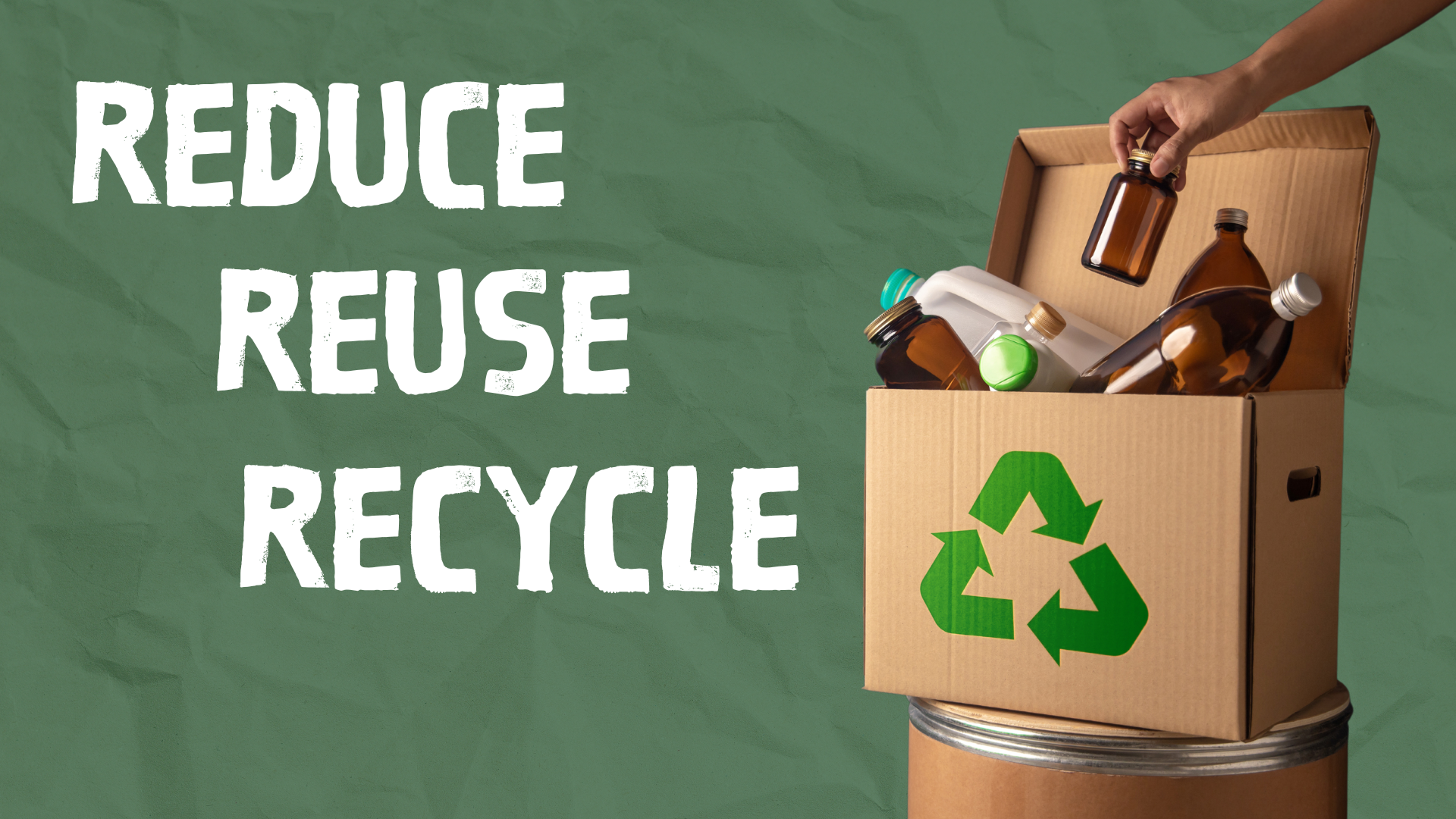 Reduce, Reuse, Recycle Presentation in Green and White Illustrative Style